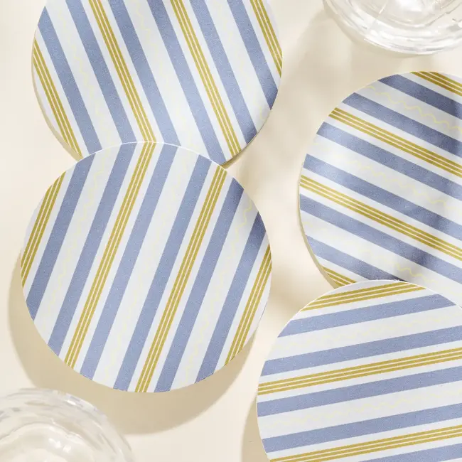 One & Only Paper Reusable Coaster Set (4) -  Squiggle Stripes