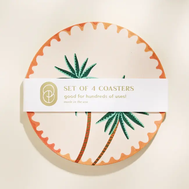 One & Only Paper Reusable Coaster Set (4) - Palm Trees