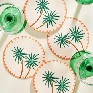 One & Only Paper Reusable Coaster Set (4) - Palm Trees