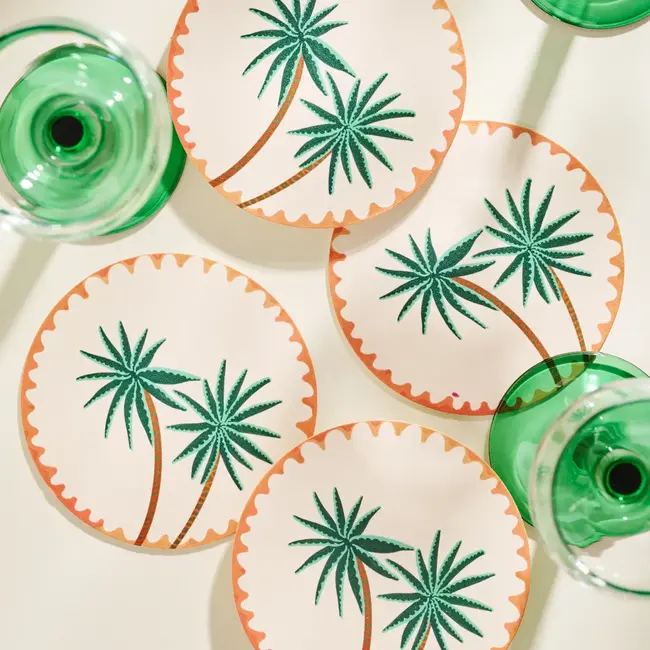 One & Only Paper Reusable Coaster Set (4) - Palm Trees