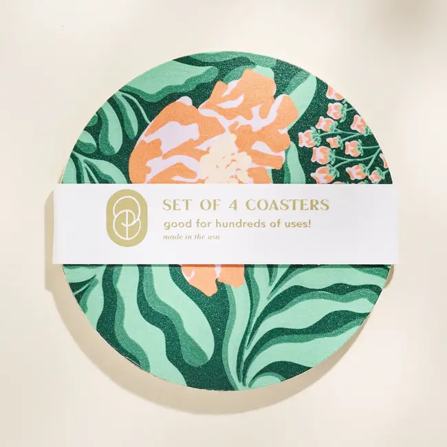 One & Only Paper Glitch Floral Reusable Chipboard Coaster Set (4)