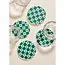 Reusable Chipboard Coaster Set (4) -  Green Checkered Star