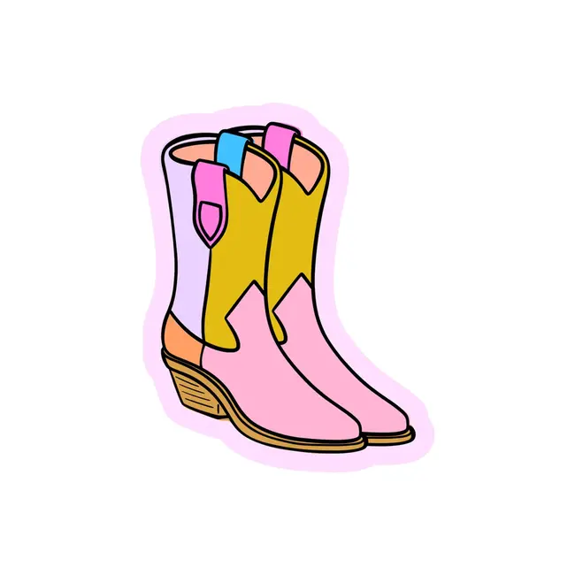 K+S Design Co. Colorblock Cowgirl Boot Sticker
