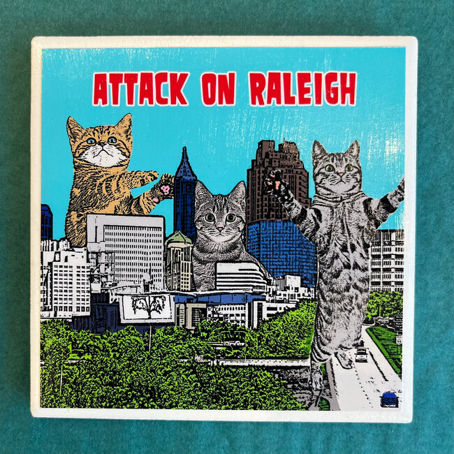 Amy May Pop Art Local Coaster - Attack on Raleigh