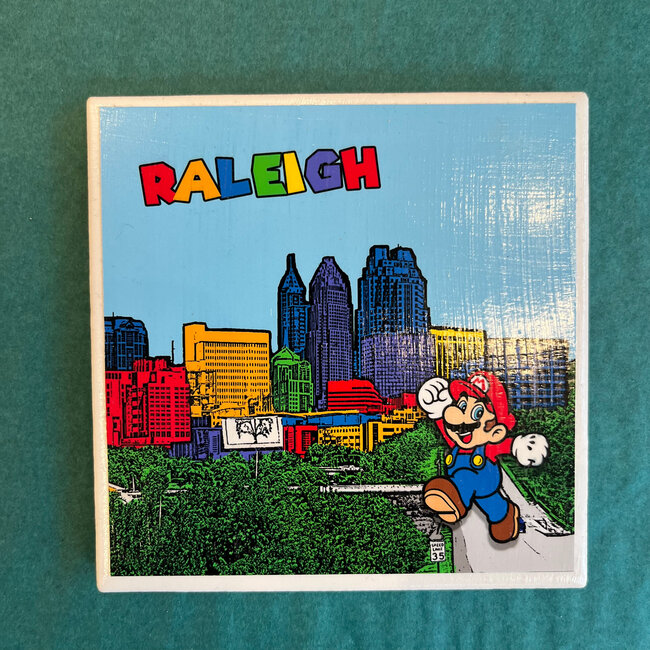 Amy May Pop Art Local Coaster - Raleigh Mario