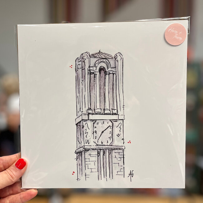 Here and There Paintings NCSU Belltower Print 8x8