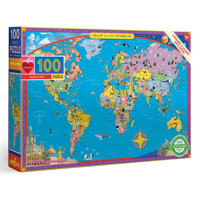 eeboo Puzzle - World Map 100 piece