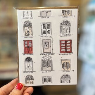 Here and There Paintings Doors of NC State Greeting Card