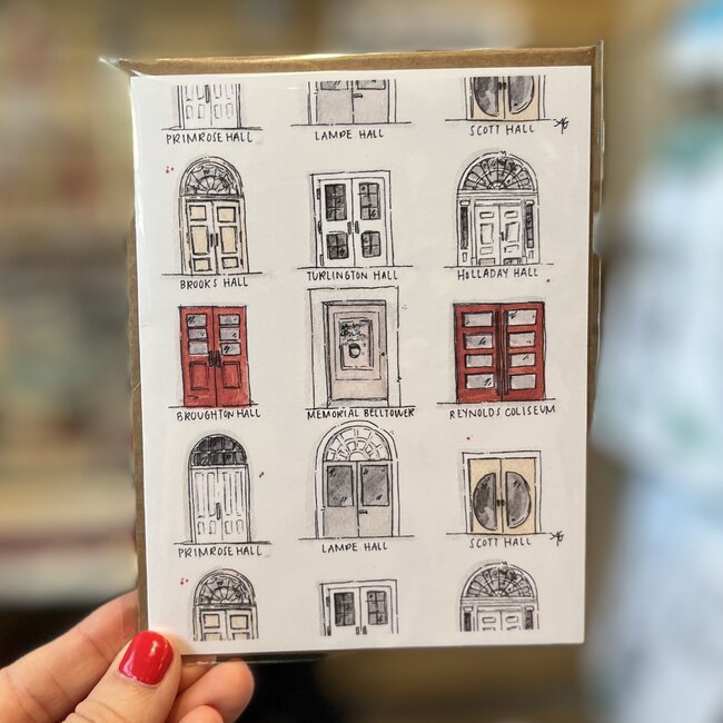 Here and There Paintings Doors of NC State Greeting Card