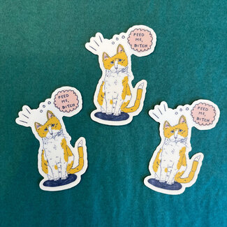 Emily Petrilla Illustrations Feed Me Cat Sticker Emily Petrilla Illustrations Feed Me Cat Sticker
