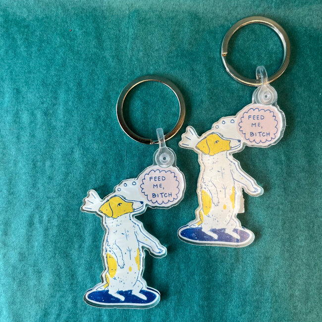 Emily Petrilla Illustrations Feed Me Dog Keychain