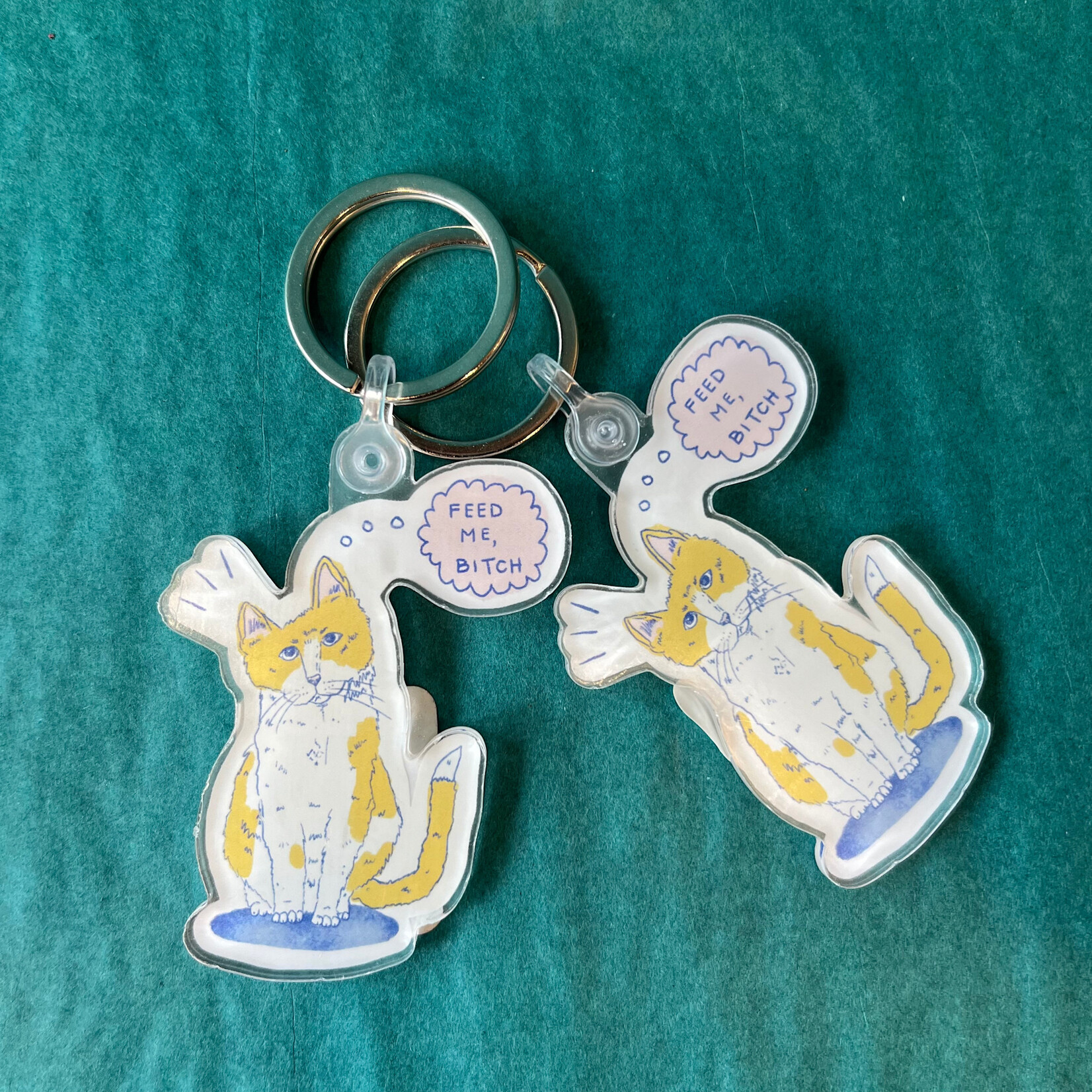 Emily Petrilla Illustrations Feed Me Cat Keychain