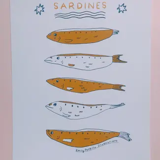 Emily Petrilla Illustrations Sardines Print 8x10