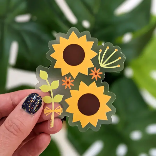 Clear Sunflowers Sticker