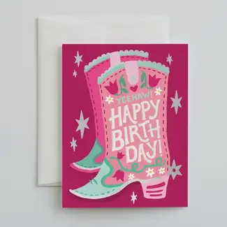 Cowgirl Boot Birthday Card