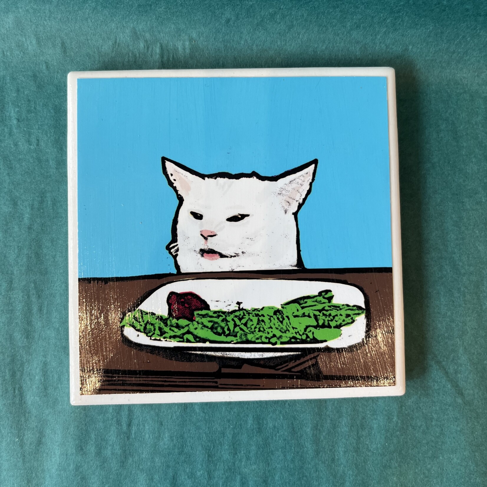 Amy May Pop Art Meme Cat Coaster