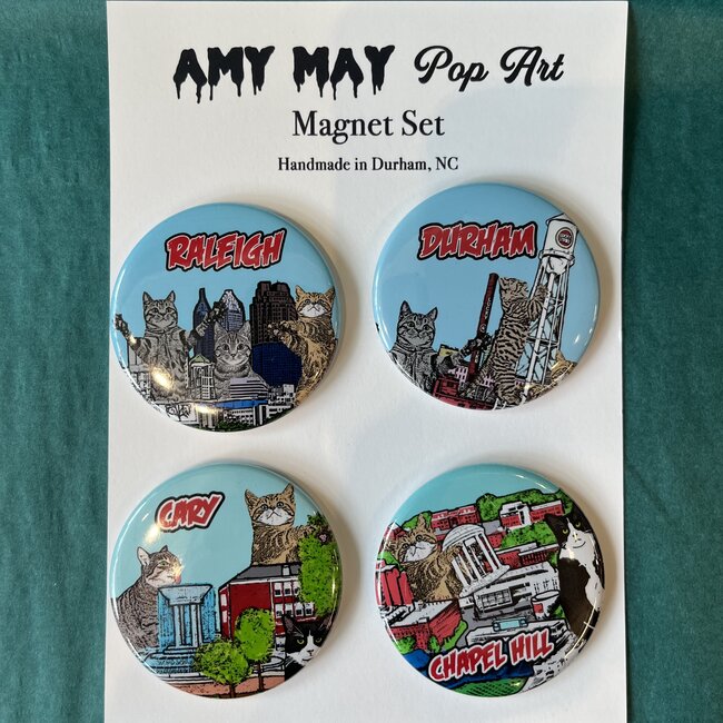 Amy May Pop Art Triangle Cats Magnet Set (4)