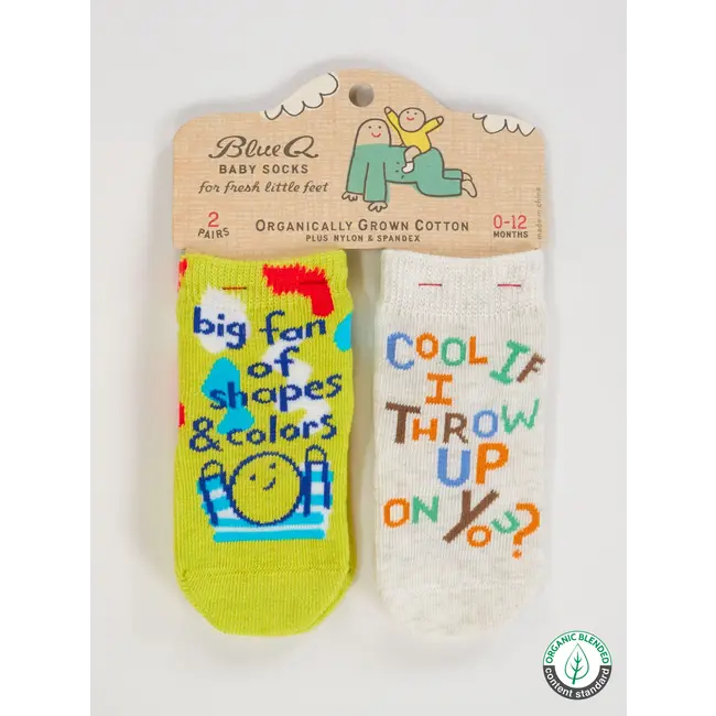 Baby Socks - Big Fan Of Shapes & Colors/ Cool If I Throw Up On You?