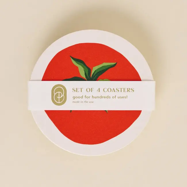 One & Only Paper Reusable Coaster Set (4) -  Tomato
