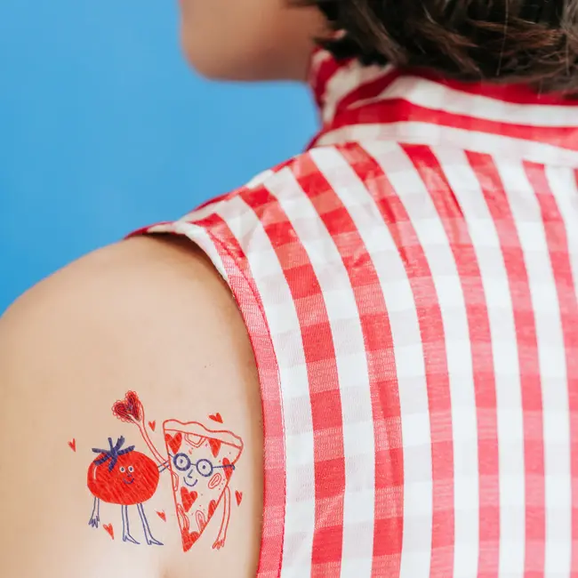 Temporary Tattoo Pair - Pizza Loves Tomato