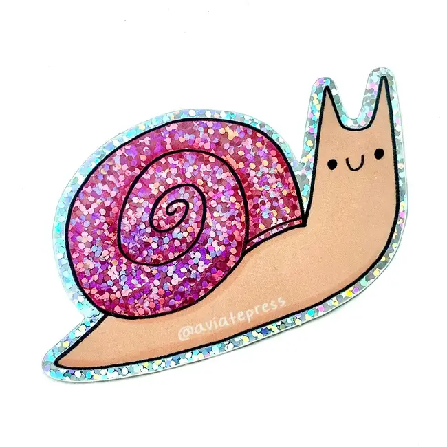 Aviate Press Glittery Snail Sticker