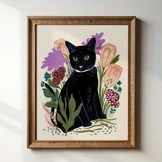 Tara Reed Black Cat Art Print 8x10