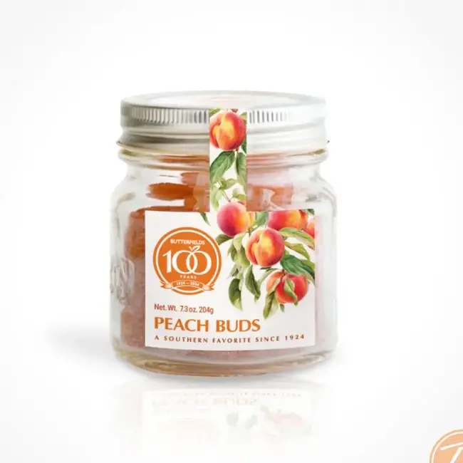 Butterfields Candy Peach Buds Hard Candy in Mason Jar