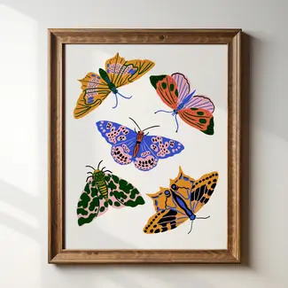 Tara Reed Primary Pop Moths Art Prints 8x10