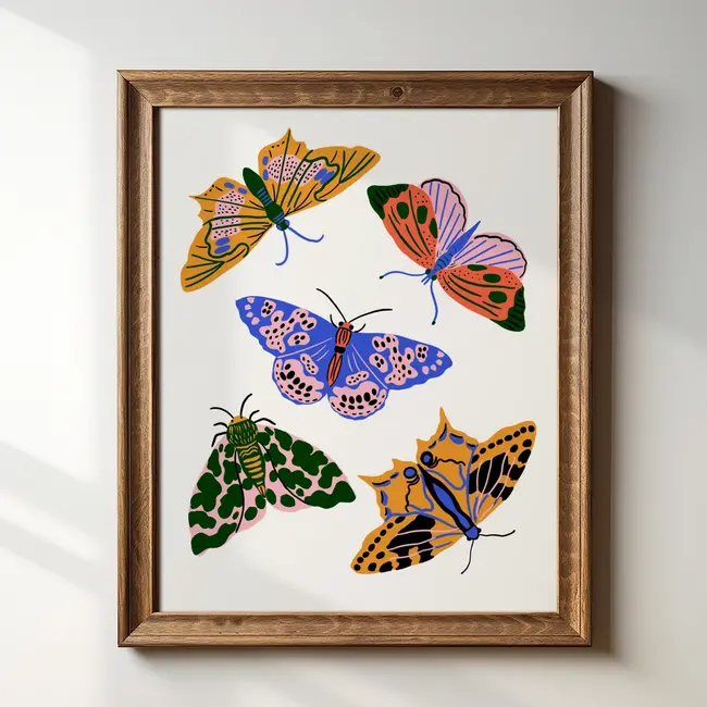 Tara Reed Primary Pop Moths Art Prints 8x10