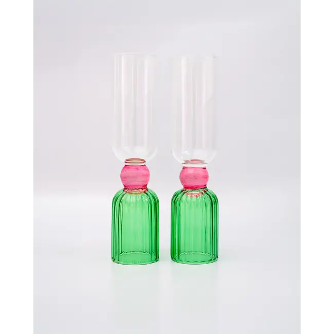 Tipsy Turvy Bar Glass Set - Green