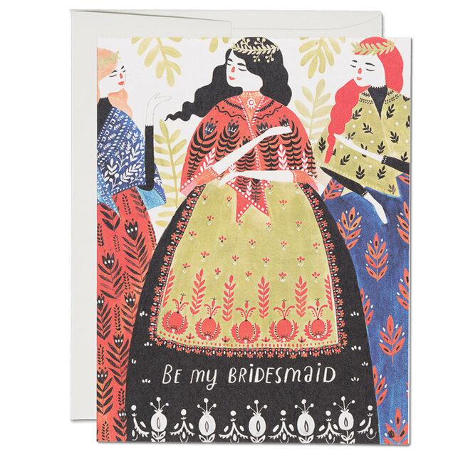 Three Bridesmaids Wedding Card