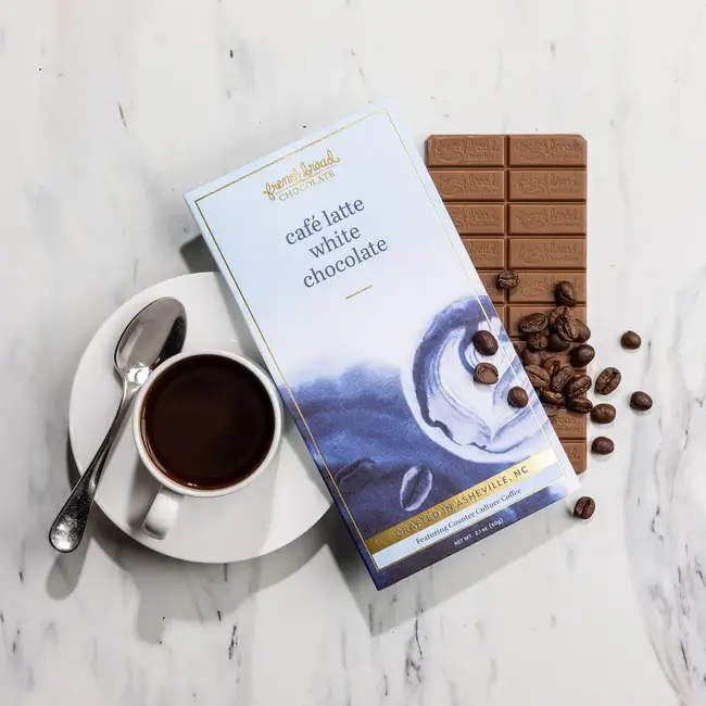 French Broad Chocolate Cafe Latte White Chocolate Bar 60g