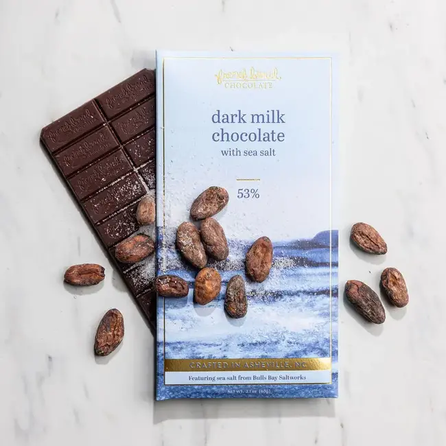 French Broad Chocolate Dark Milk Sea Salt Chocolate Bar 60g