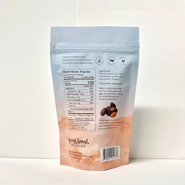 French Broad Chocolate Dark Chocolate Caramelized Almonds 6oz