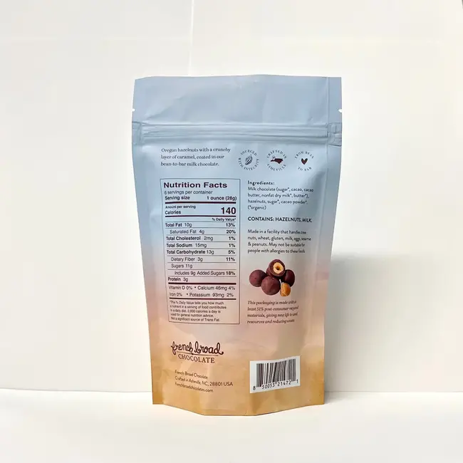 French Broad Chocolate Milk Chocolate Covered Caramelized Hazelnuts 6oz