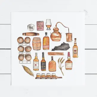 Green Blanky Studio Bourbon Watercolor Print 12 x 12"