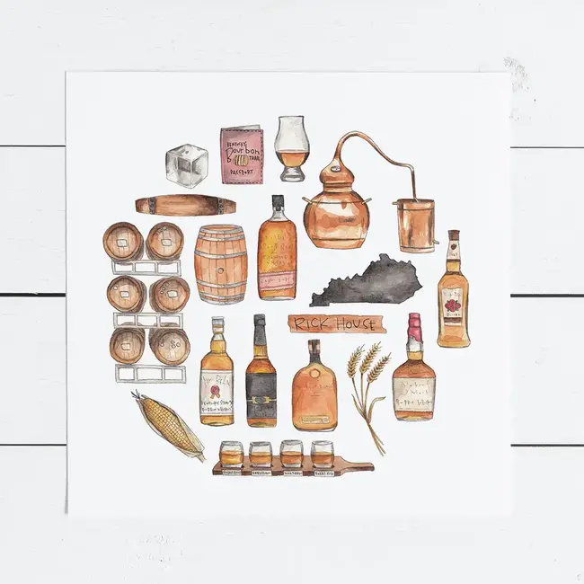 Green Blanky Studio Bourbon Watercolor Print 12 x 12"