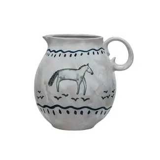 2.5 Qt Hand-Painted Horse Pitcher