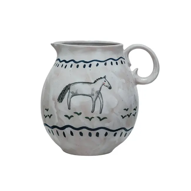 2.5 Qt Hand-Painted Horse Pitcher