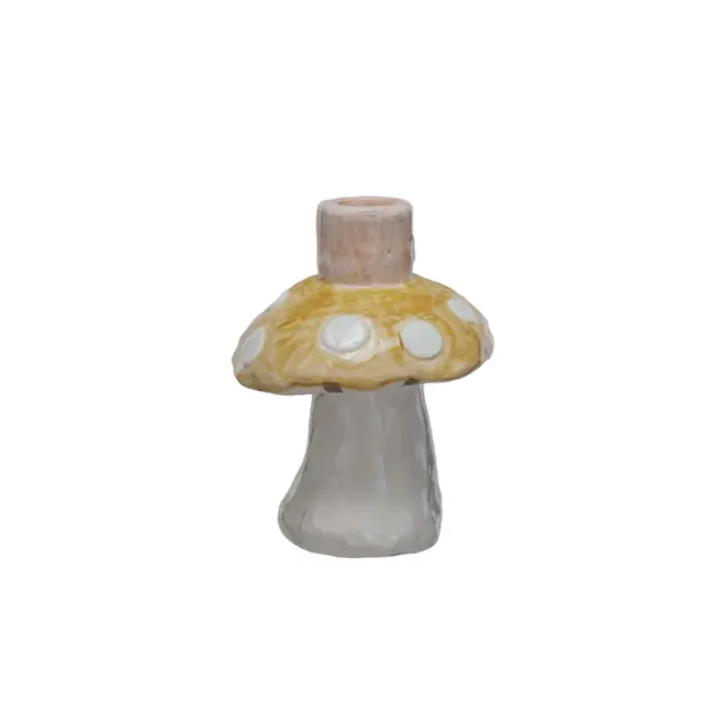 Stoneware Mushroom Taper Candle Holder