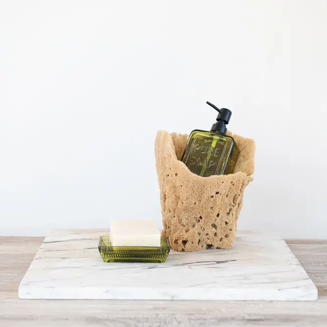 Olive Green Pressed Glass Soap Dish
