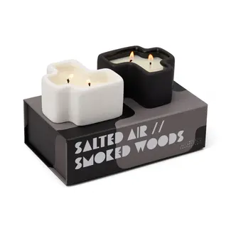 Boxed Set Jigsaw Candles: White + Black - Salted Air & Smoked Woods