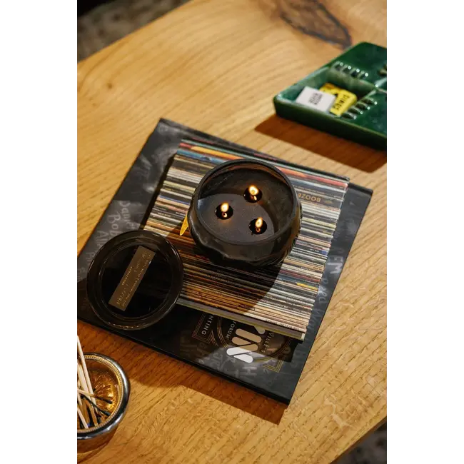 Basalt 10oz Glass Candle - Black Palo Santo Suede