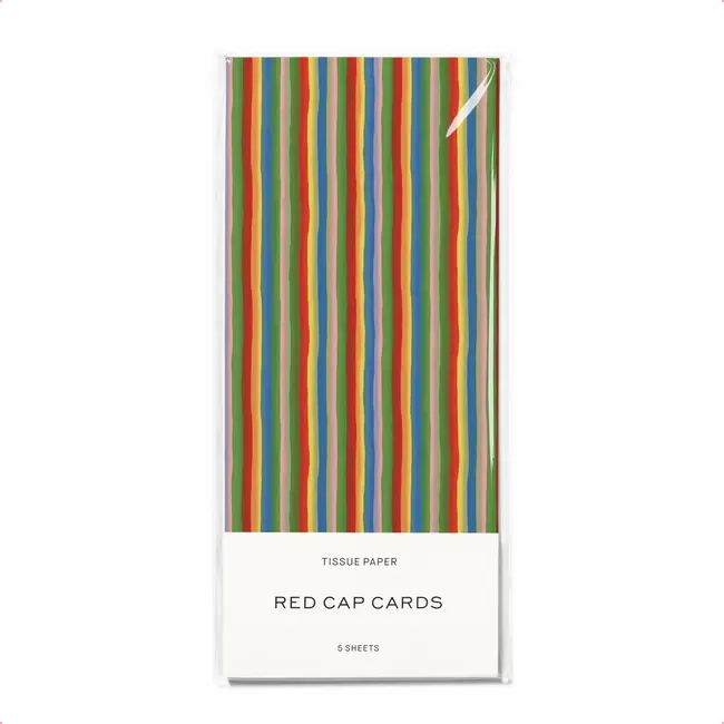Red Cap Tissue Paper (5 sheets) - Colorful Stripe