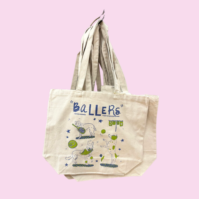 Emily Petrilla Illustrations Ballers Dogs Tennis Tote Large
