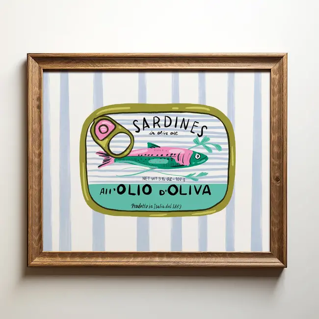 Tara Reed Sardine Can w/Stripes Art Print 8x10