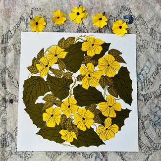 Needlebone Black Eyed Susan Vine Print 12x12