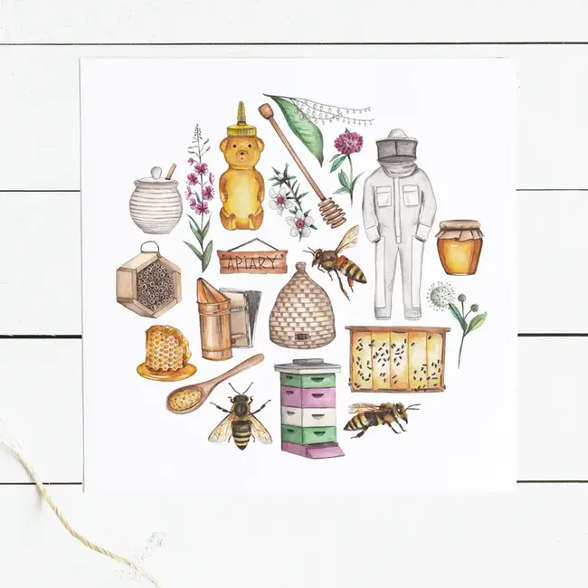 Green Blanky Studio Honey Icon Watercolor Print 12 x 12"