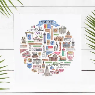 Green Blanky Studio Durham Icon Watercolor Print 12 x 12"
