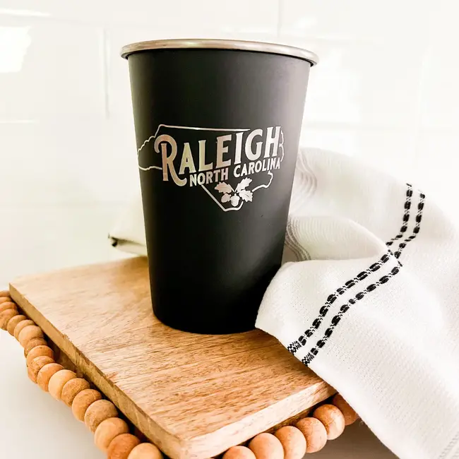 Mae Designs Raleigh Engraved Black Pint Cup